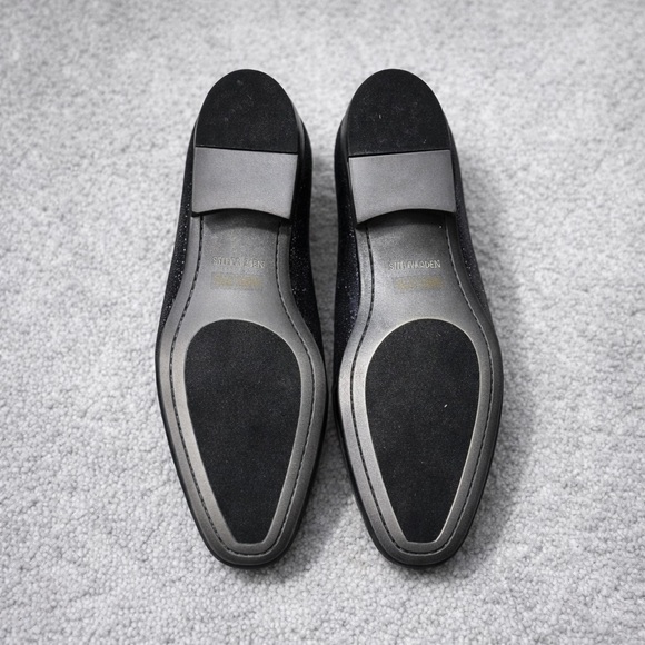 Steve Madden Black Glitter Loafers Slip-On Dress Shoes Mens Sparkle Party Luxe